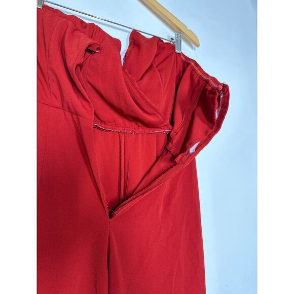 Jill Jill Stuart Kerra Jumpsuit Strapless Sweetheart Neck Pleated Straight Red 4 - Picture 6 of 11